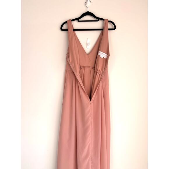 Birdy Grey Blush Pink Chiffon Maxi Dress Sleeveless V-Neck Size M - Picture 6 of 8